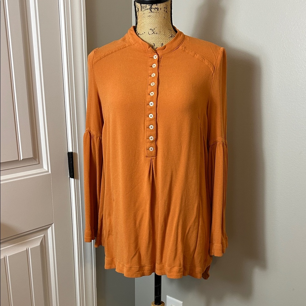 Free People  Orange Button-Down Tunic
